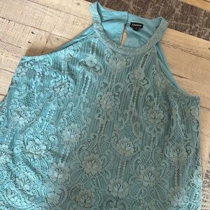 Torrid Teal Lace Sleeveless Blouse